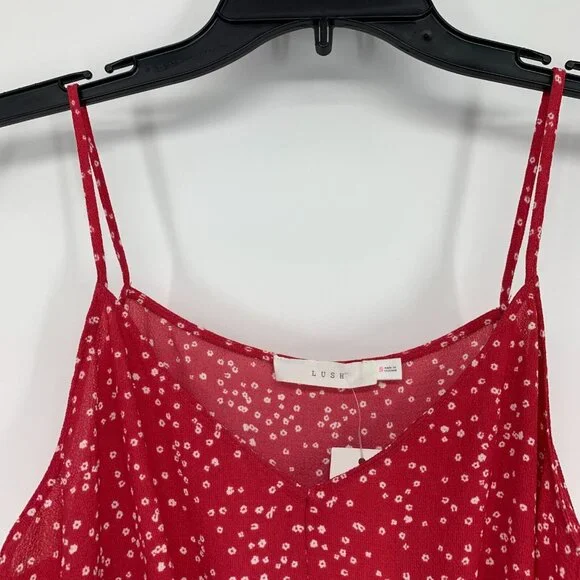 Lush Top Red Devon Knot Front Cami Blouse Sleeveless NWT - Picture 3 of 8